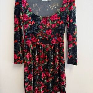 Kimchi Blue Multicolor Floral Velvet dress small Urban Outfitters Y2K